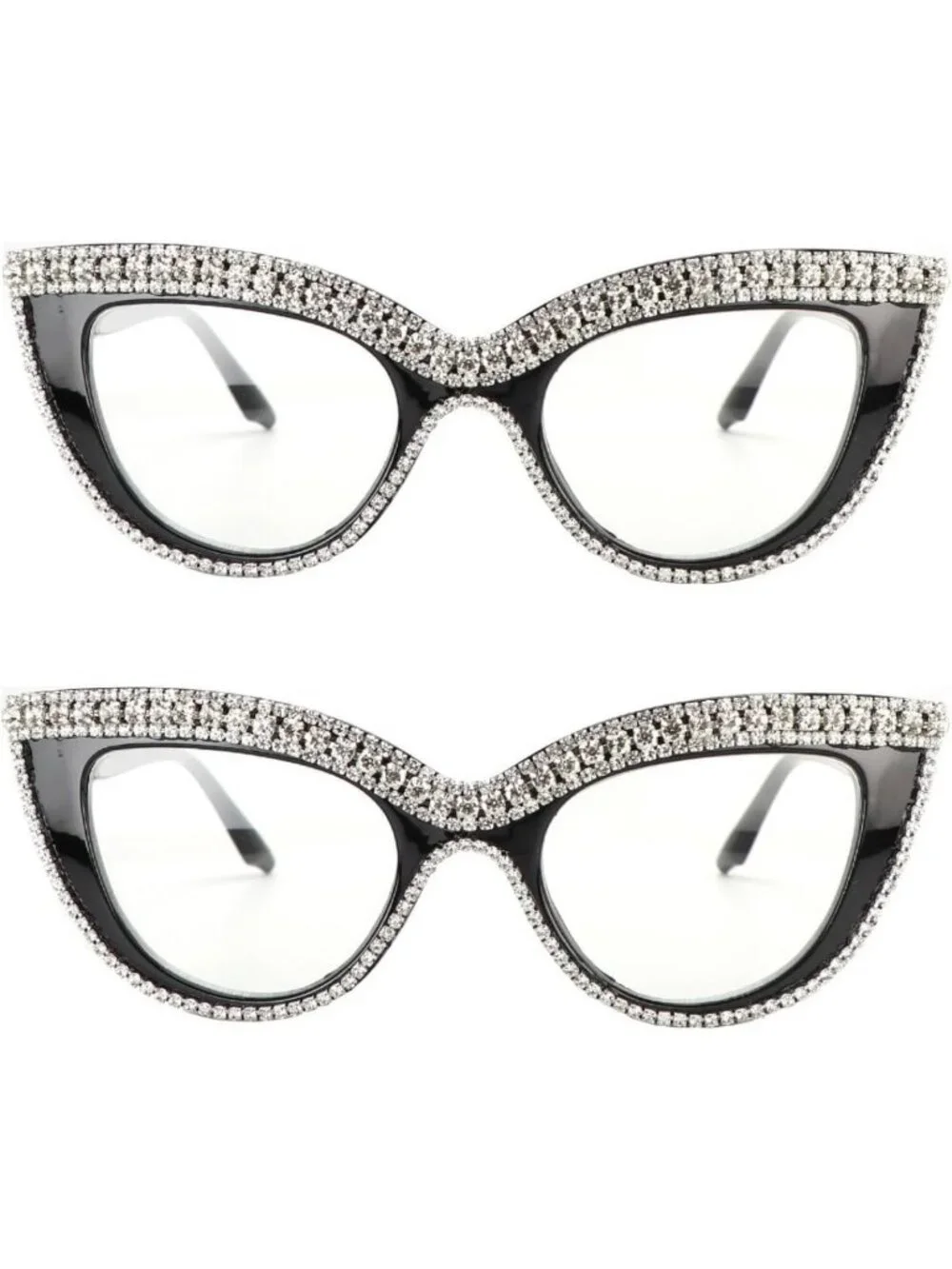 Stylish Cat Eye Reading Glasses with Bling Rhinestones & Blue Light Blocking